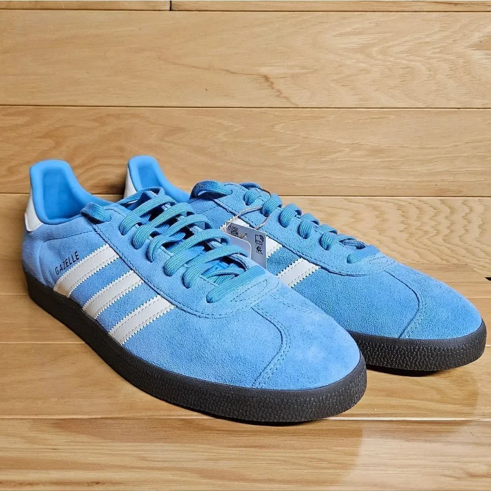 Adidas Originals Gazelle Sky Blue White Gum Mens Trainer Shoe Sneaker ID6104 - Picture 2 of 15